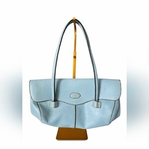 Tod’s Light Blue Pebbled Leather Shoulder Bag / Tote – Italian Designer